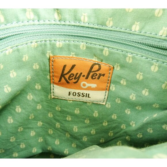 Fossil Key-Per Crossbody Tote Bag Geometric Print Coated Canvas Retro Style - Picture 8 of 12